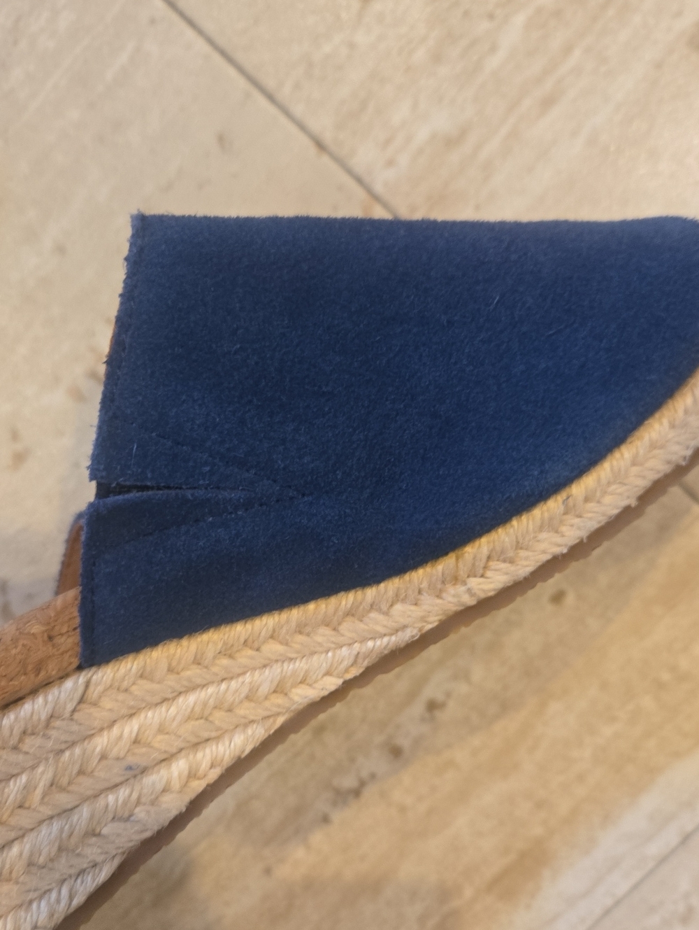 UGG Danes Navy Blue Leather Suede Fringe Wedge Espadrille Sandals - Picture 4 of 14